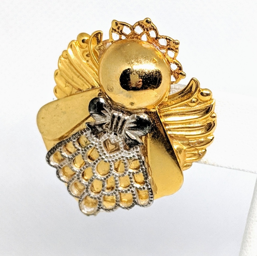 Vintage Gold and Silver Tone Angel Lapel Pin